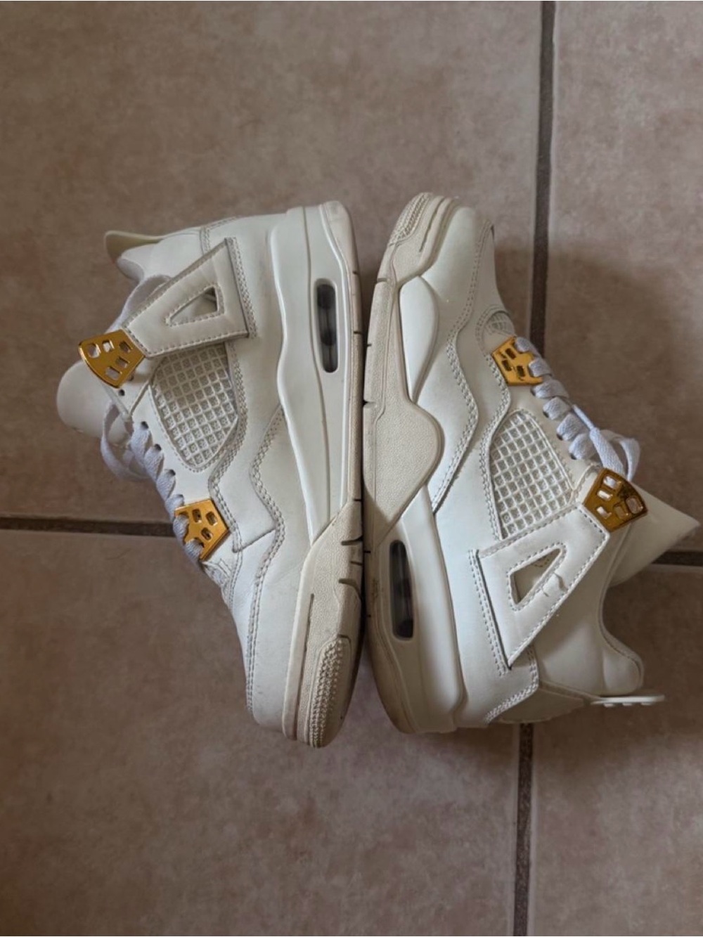 Jordan Cream and Gold Women's Sneakers